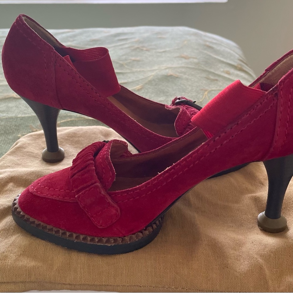 Red suede / leather shoes made in italy.